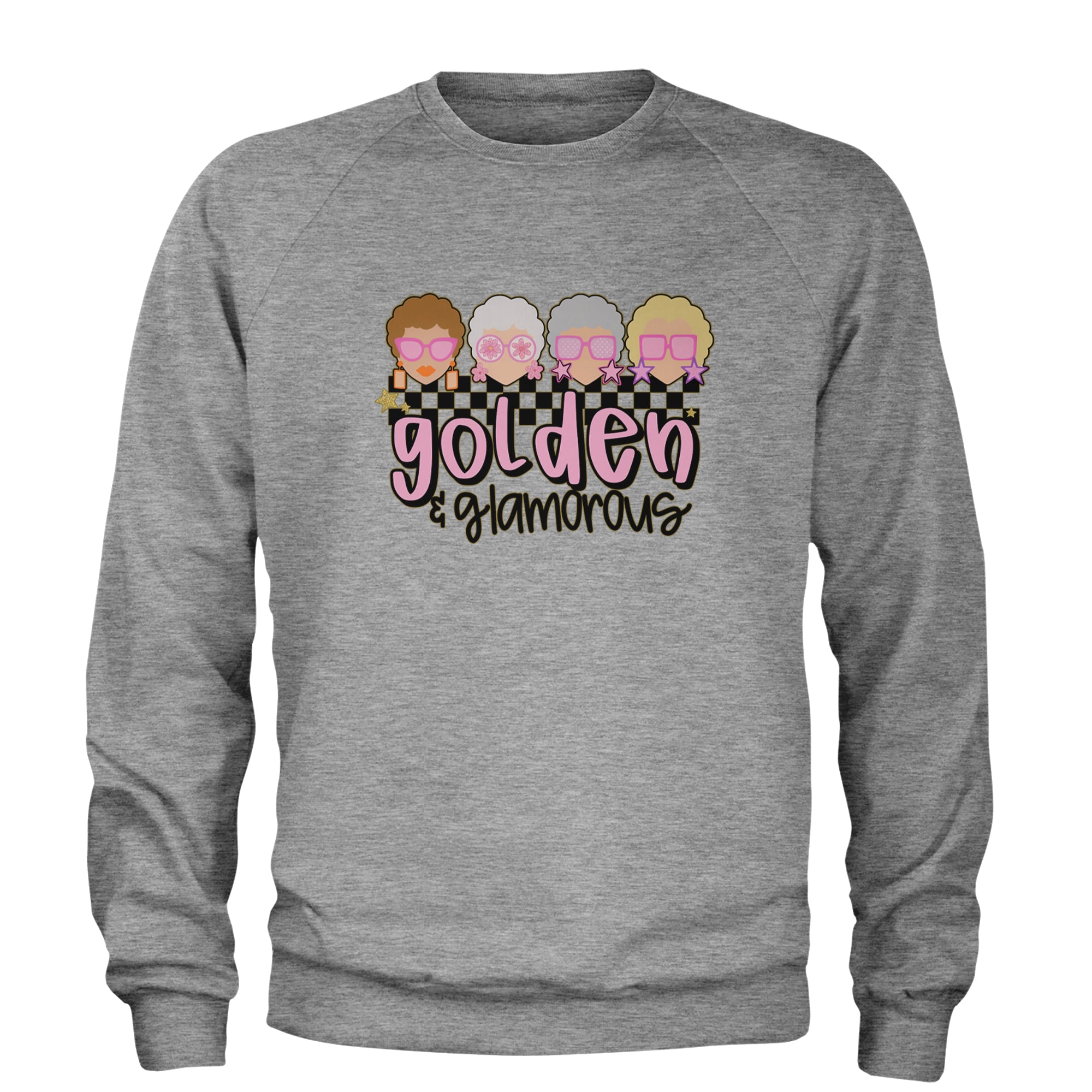 Golden And Glamorous Golden Girls Adult Crewneck Sweatshirt Heather Grey
