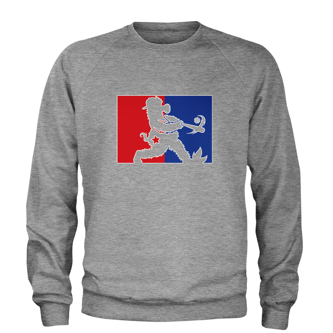 Batter Up Philly Baseball Phan Adult Crewneck Sweatshirt Heather Grey