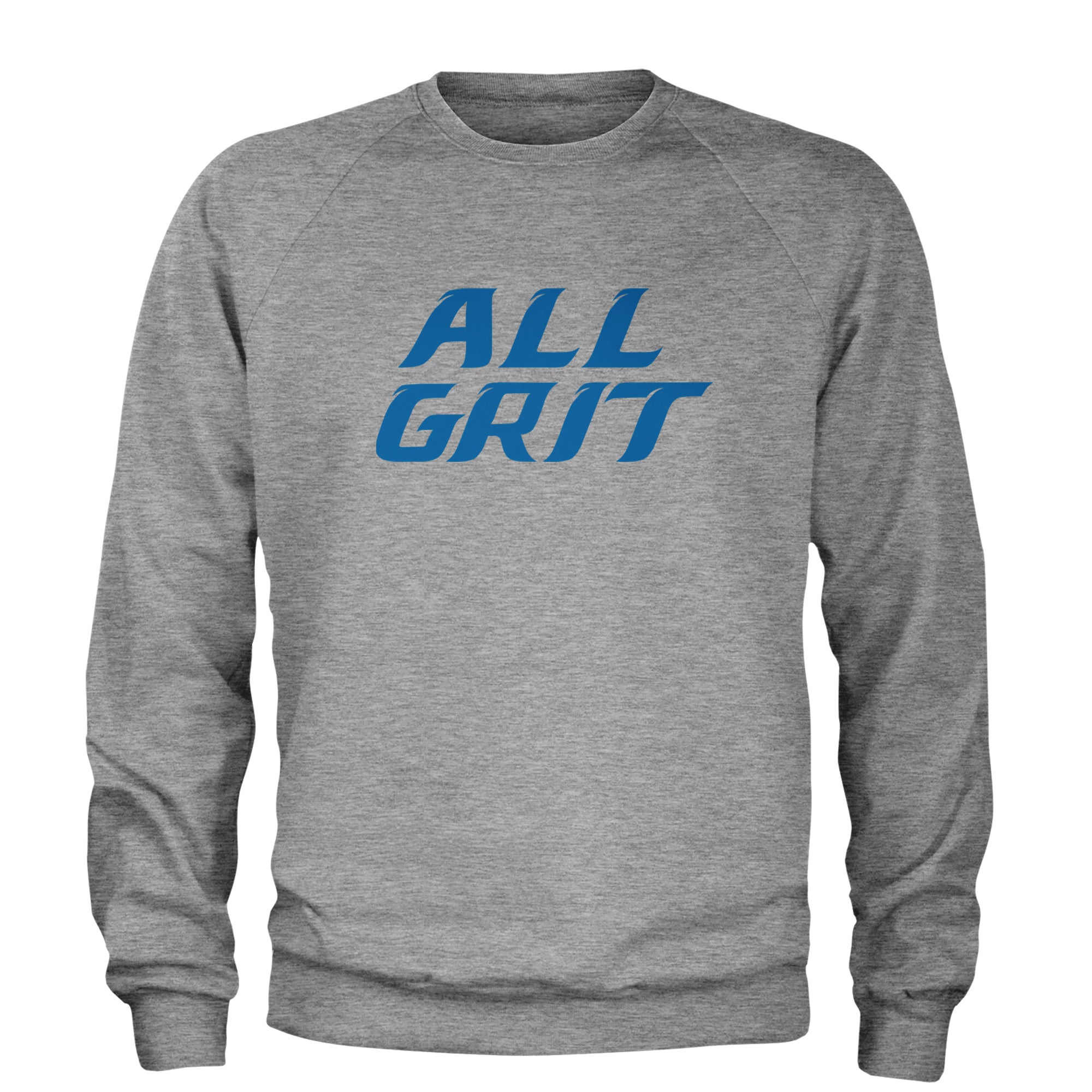 All Grit Detroit Football Adult Crewneck Sweatshirt Heather Grey