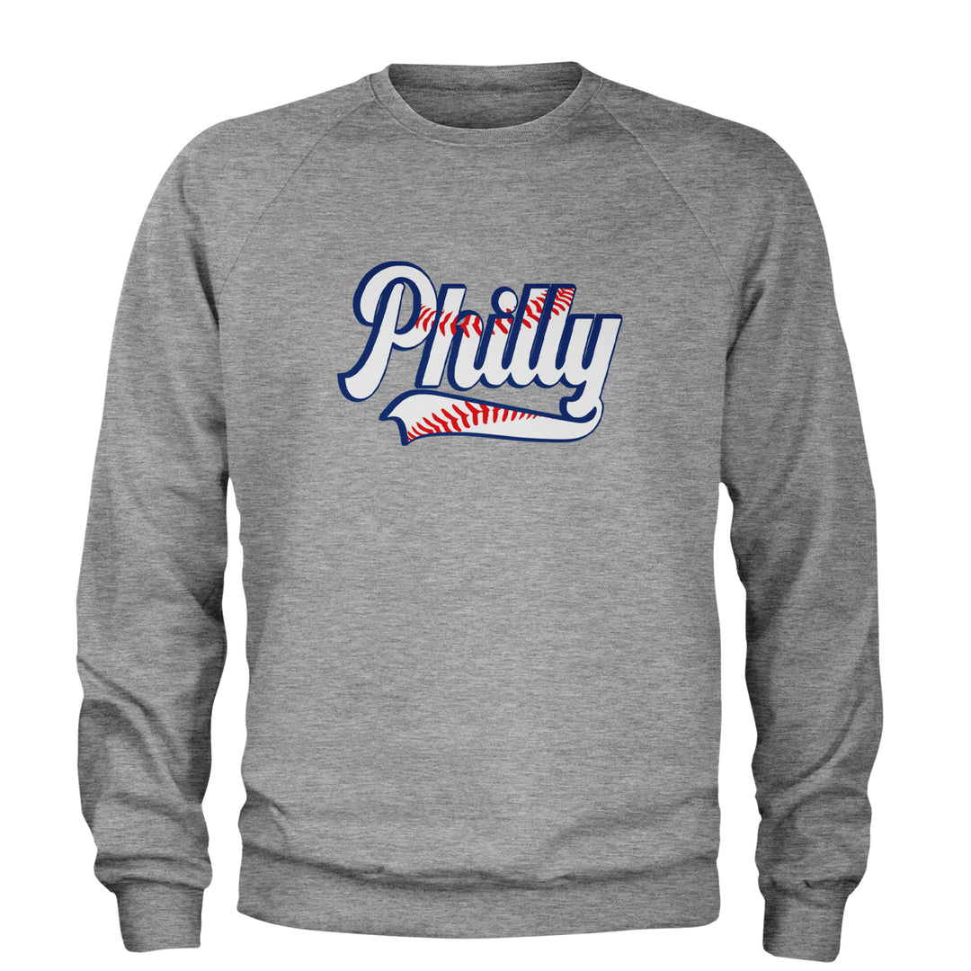 Philly Baseball Stitching Adult Crewneck Sweatshirt Heather Grey