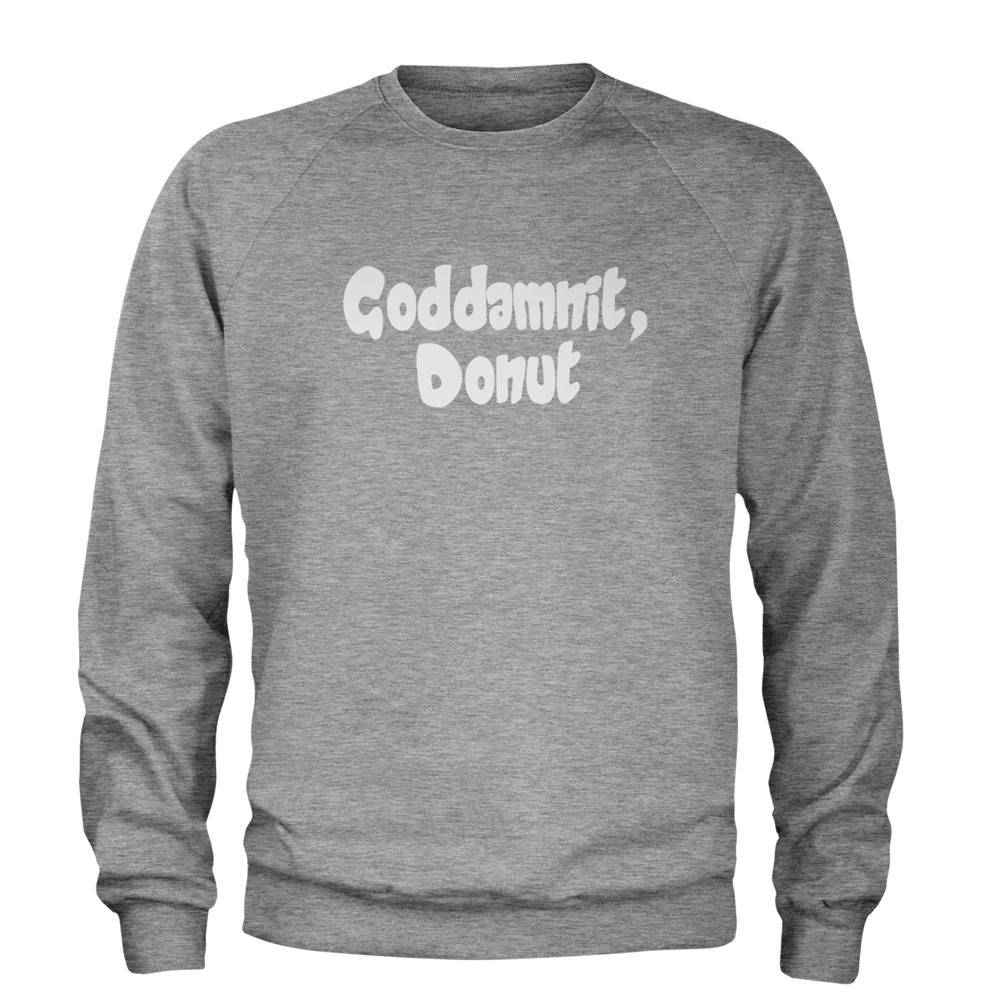 Godd-mnit, Donut Carl Adult Crewneck Sweatshirt Heather Grey