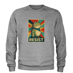 Resist Portland Protest Frog Adult Crewneck Sweatshirt Heather Grey