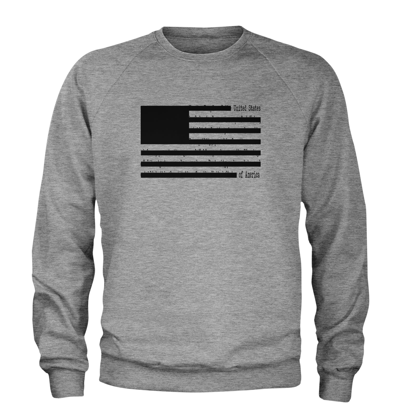 Redacted American Flag Adult Crewneck Sweatshirt Heather Grey