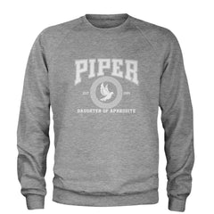 Piper Daughter of Aphrodite Rebel Heart Adult Crewneck Sweatshirt Heather Grey
