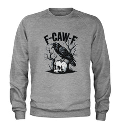 F-Caw-F Crow On Skull F-ck Off Gothic Adult Crewneck Sweatshirt Heather Grey