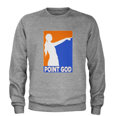 Point God Cunningham Basketball Pointing Meme  Adult Crewneck Sweatshirt Heather Grey