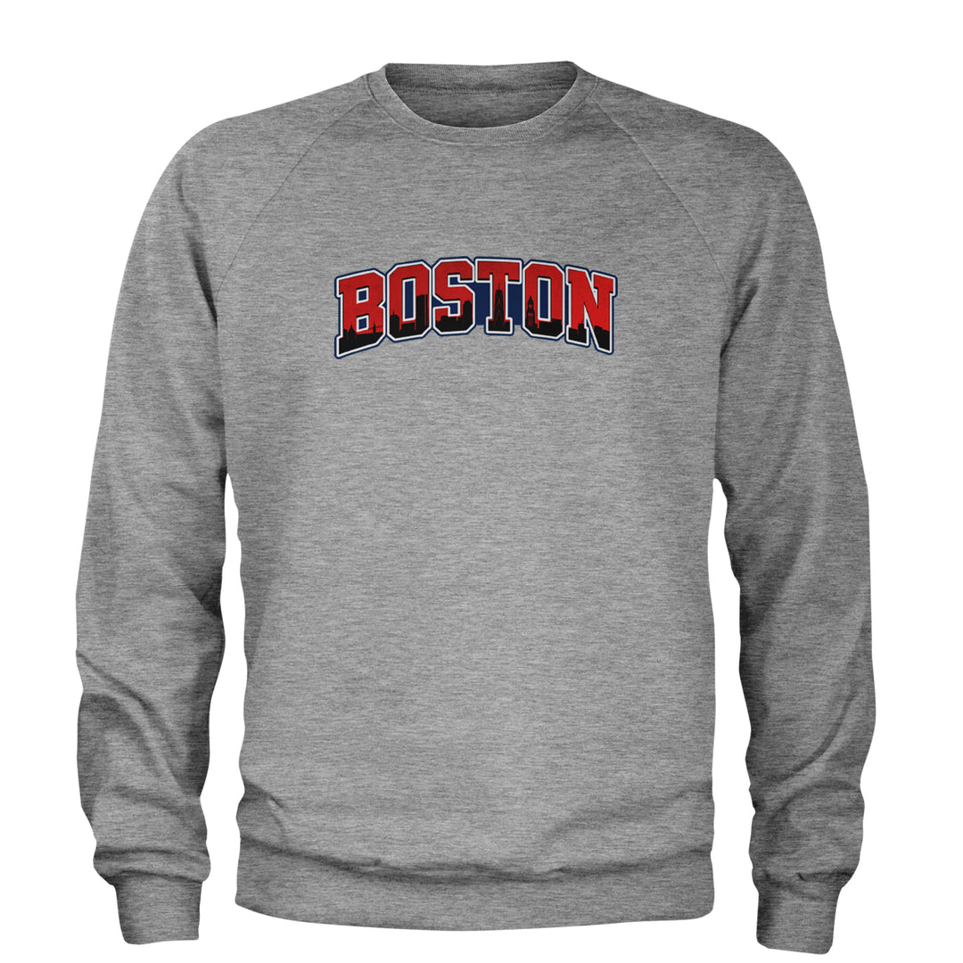 Boston City Pride Skyline Adult Crewneck Sweatshirt Heather Grey