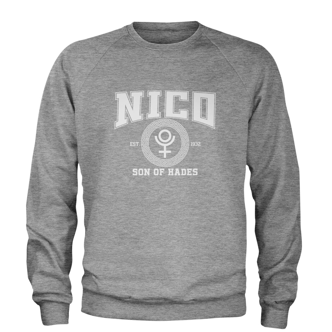 Nico Son of Hades Underworld Crest Adult Crewneck Sweatshirt Heather Grey