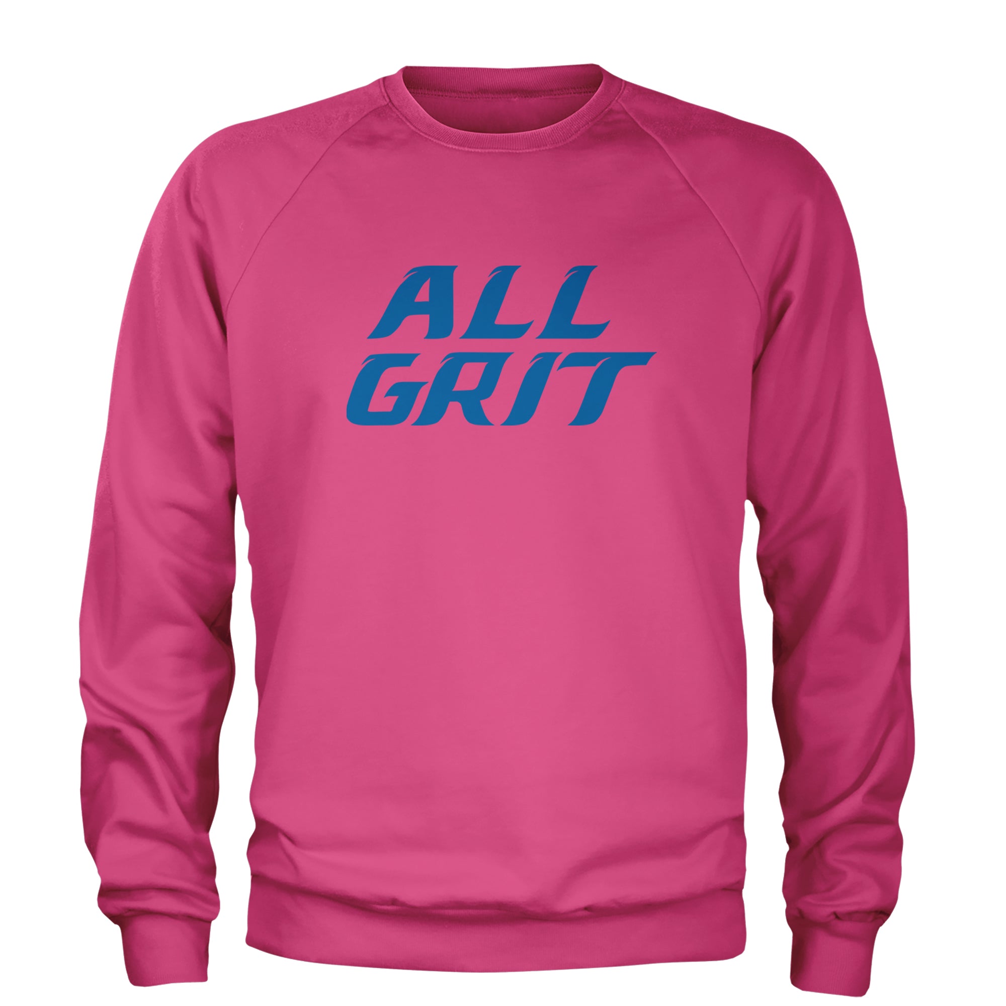 All Grit Detroit Football Adult Crewneck Sweatshirt Hot Pink
