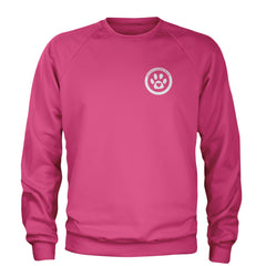 TLC To Love a Canine Dog Rescue White Adult Crewneck Sweatshirt Hot Pink