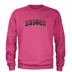Boston City Pride Skyline Adult Crewneck Sweatshirt Hot Pink