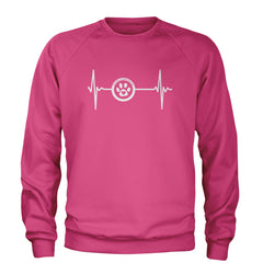 TLC Rescue Heartbeat Adult Crewneck Sweatshirt Hot Pink
