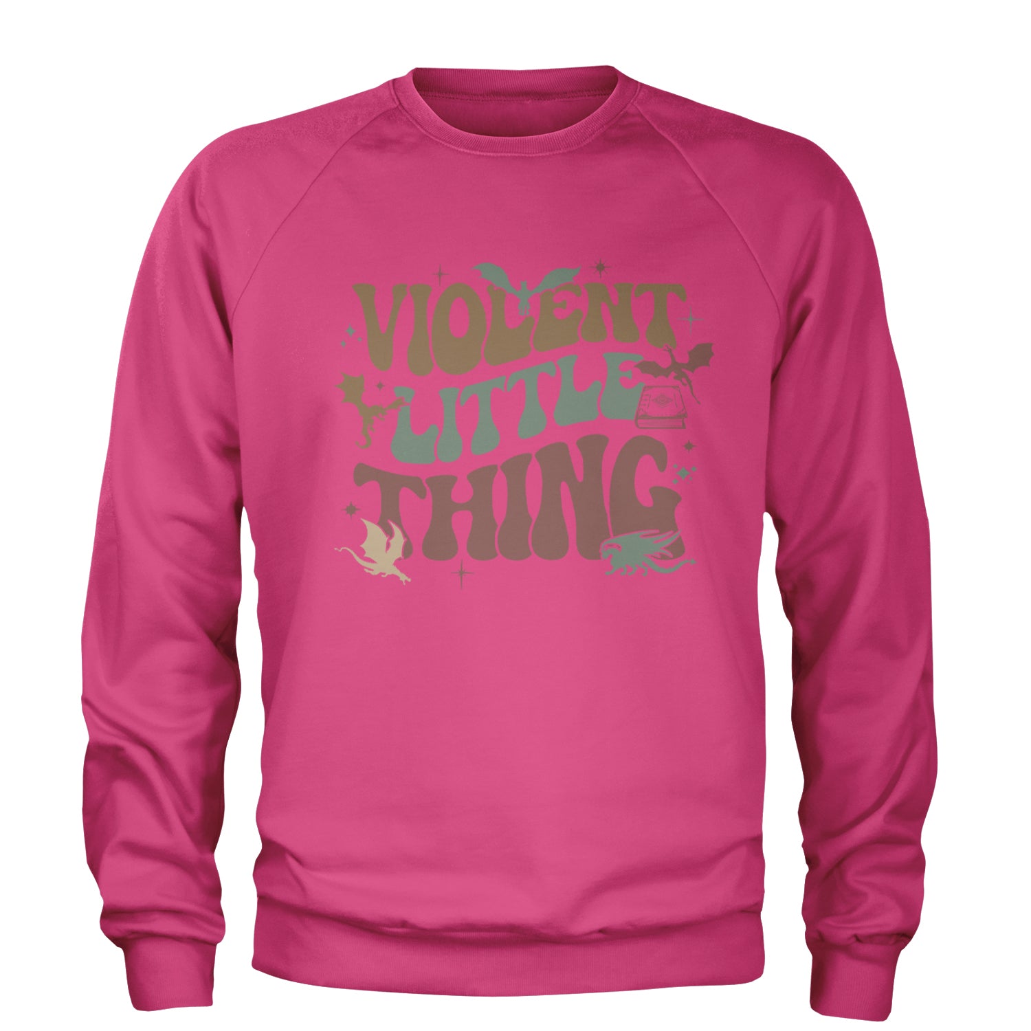 Violent Little Thing Dragon Adult Crewneck Sweatshirt Hot Pink