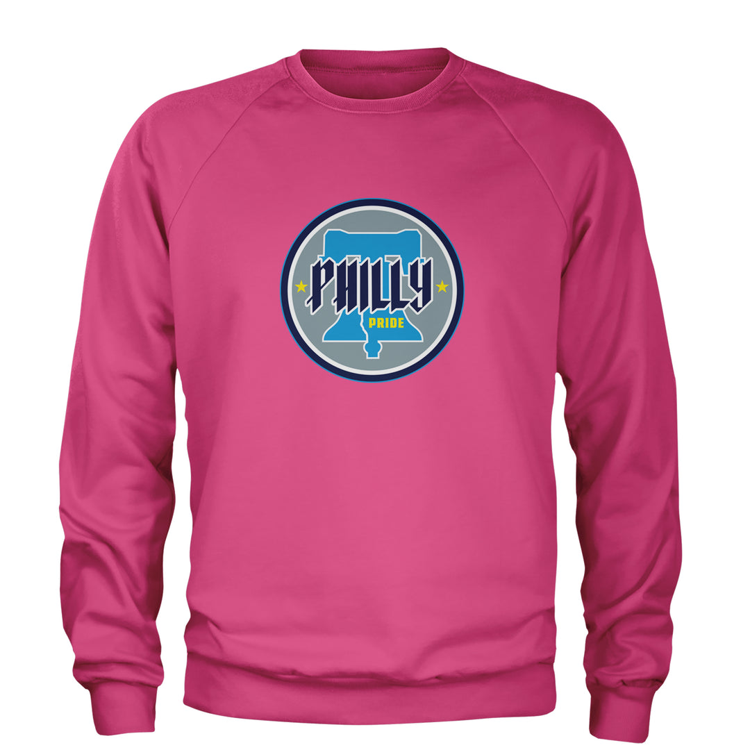 Philly Pride Liberty Bell Adult Crewneck Sweatshirt Hot Pink