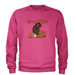 Punch Stay Kind Macaque Adult Crewneck Sweatshirt Hot Pink