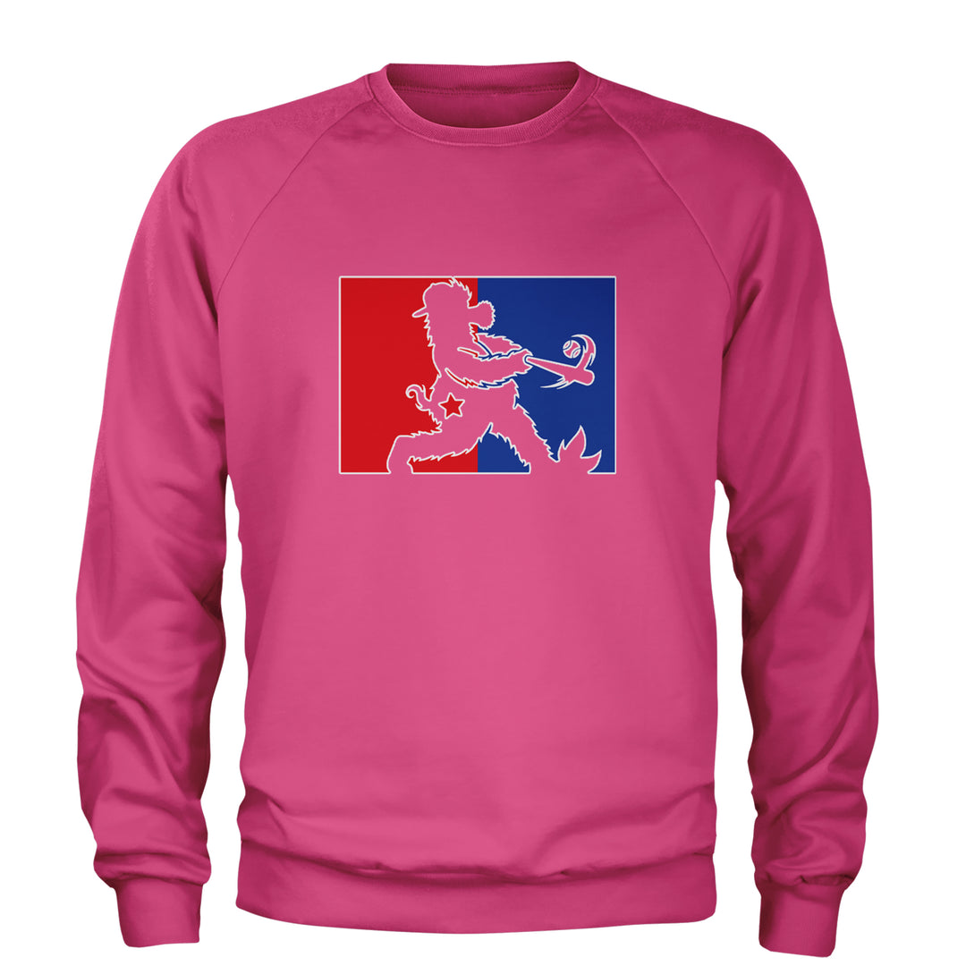 Batter Up Philly Baseball Phan Adult Crewneck Sweatshirt Hot Pink