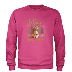 Quest Squad Broccoli Cat Fantasy Reader  Adult Crewneck Sweatshirt Hot Pink