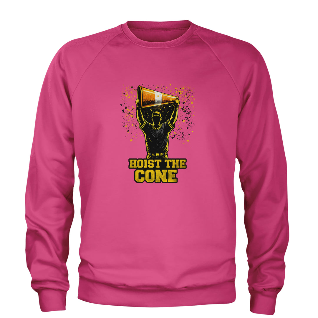 Hoist The Cone Pittsburgh Pride Adult Crewneck Sweatshirt Hot Pink