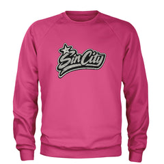 Sin City Vegas Retro Vintage Adult Crewneck Sweatshirt Hot Pink