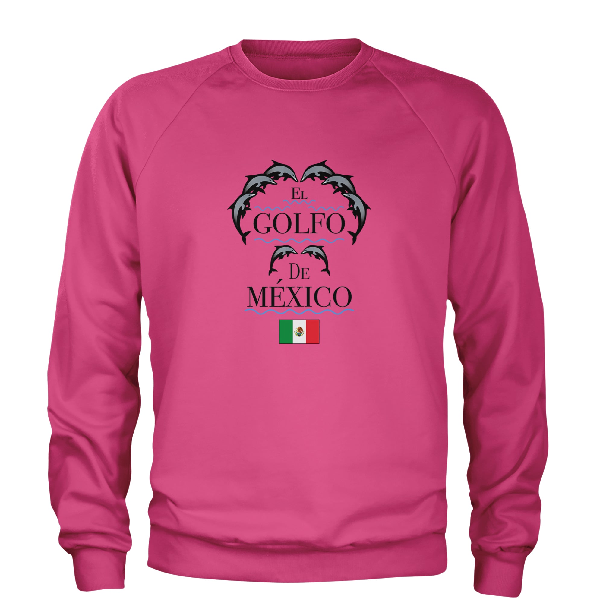 El Golfo De Mexico Dancing Dolphins Adult Crewneck Sweatshirt Heather Grey