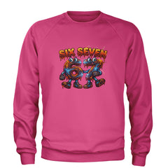 67 Lava Lightning Six Seven Meme Adult Crewneck Sweatshirt Hot Pink