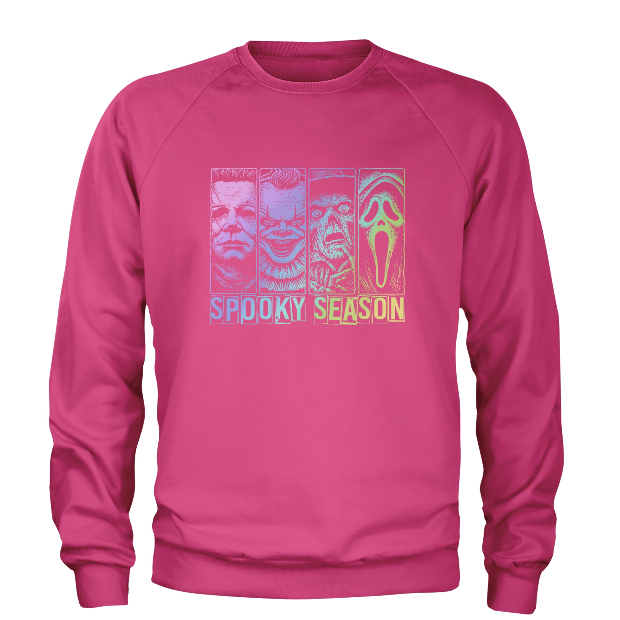 Spooky Season Horror Icons Halloween Adult Crewneck Sweatshirt Hot Pink