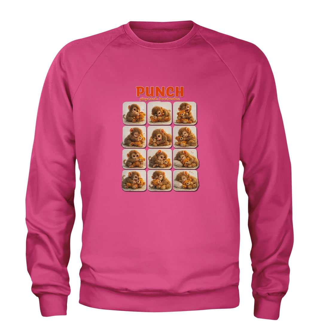 Punch Play Hard Love Harder Adult Crewneck Sweatshirt Hot Pink