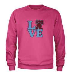 Love Philly Liberty Bell Adult Crewneck Sweatshirt Hot Pink