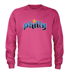 Skyline Philly Philadelphia Adult Crewneck Sweatshirt Hot Pink