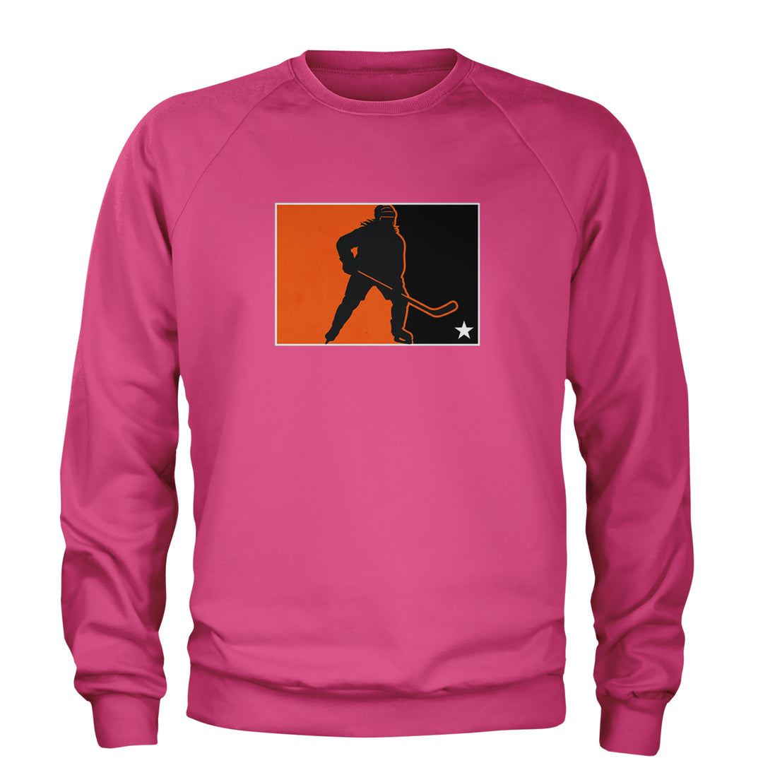 Hockey Enforcer Retro Vintage Adult Crewneck Sweatshirt Hot Pink