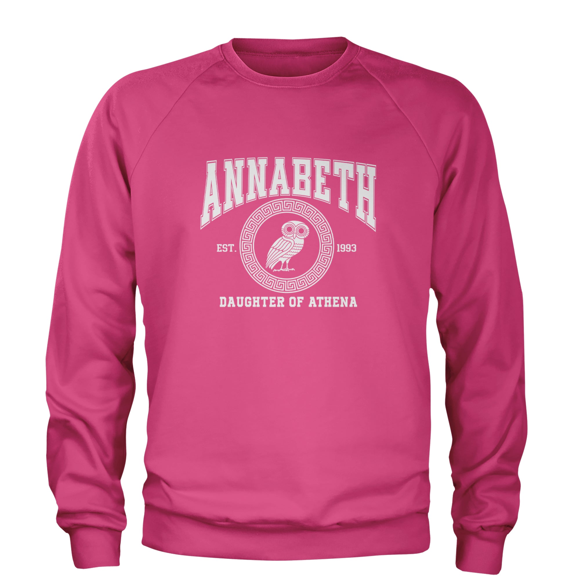 Annabeth Daughter of Athena Owl Wisdom Adult Crewneck Sweatshirt Hot Pink