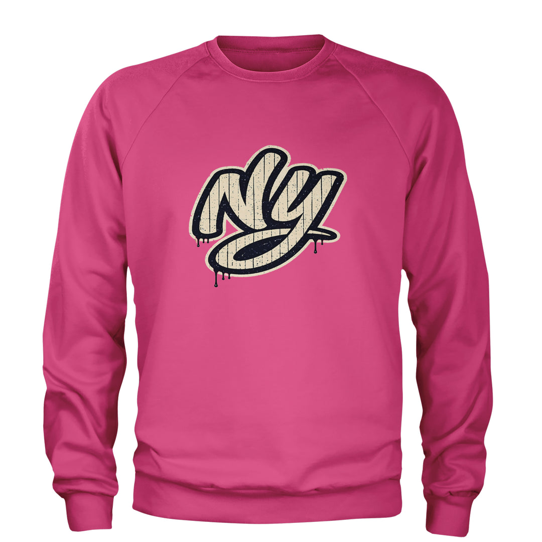 NYC New York City Grunge Street Adult Crewneck Sweatshirt Hot Pink