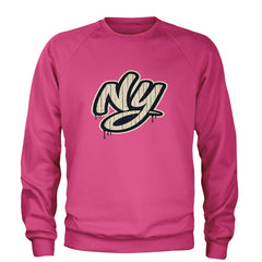 NYC New York City Grunge Street Adult Crewneck Sweatshirt Hot Pink