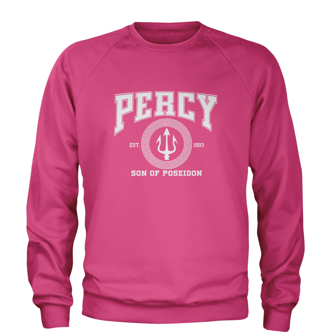 Percy Son Of Poseidon Sea God Adult Crewneck Sweatshirt Hot Pink