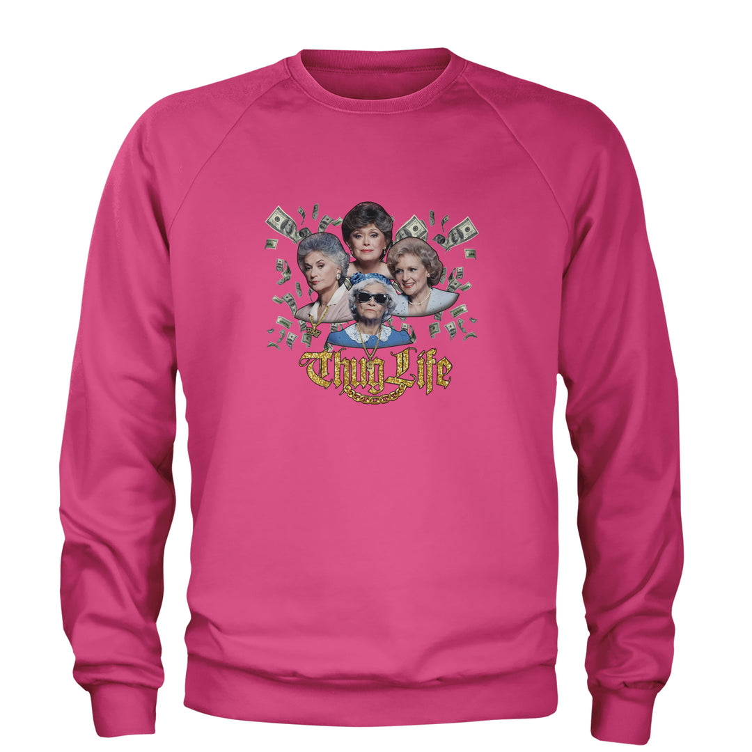 Golden Chain Thug Life Girls Adult Crewneck Sweatshirt Hot Pink