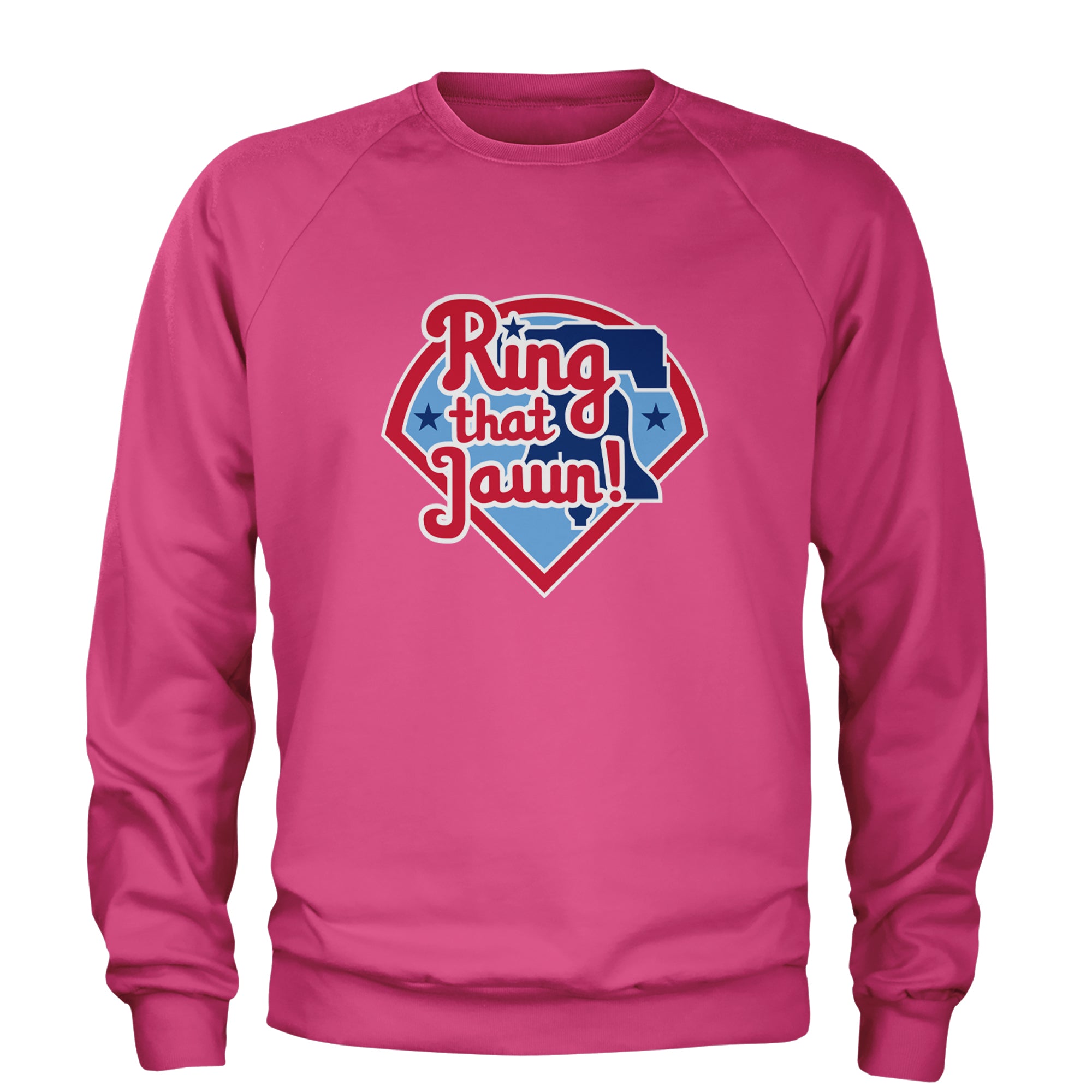 Ring That Jawn Philly Baseball Adult Crewneck Sweatshirt Hot Pink