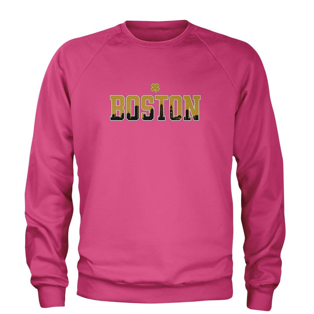 Boston City Pride Irish Adult Crewneck Sweatshirt Hot Pink