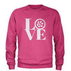 TLC LOVE Dog Rescue Adult Crewneck Sweatshirt Hot Pink