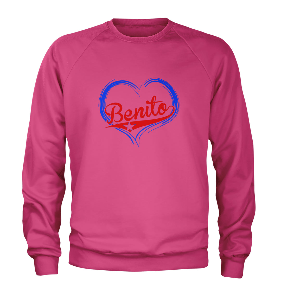 Benito Heart Puerto Rico Adult Crewneck Sweatshirt Hot Pink