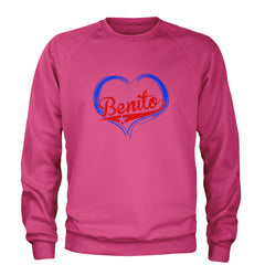 Benito Heart Puerto Rico Adult Crewneck Sweatshirt Hot Pink