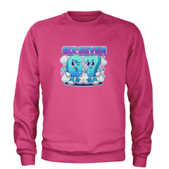 67 Six Seven Meme Kawaii Cloud Adult Crewneck Sweatshirt Hot Pink