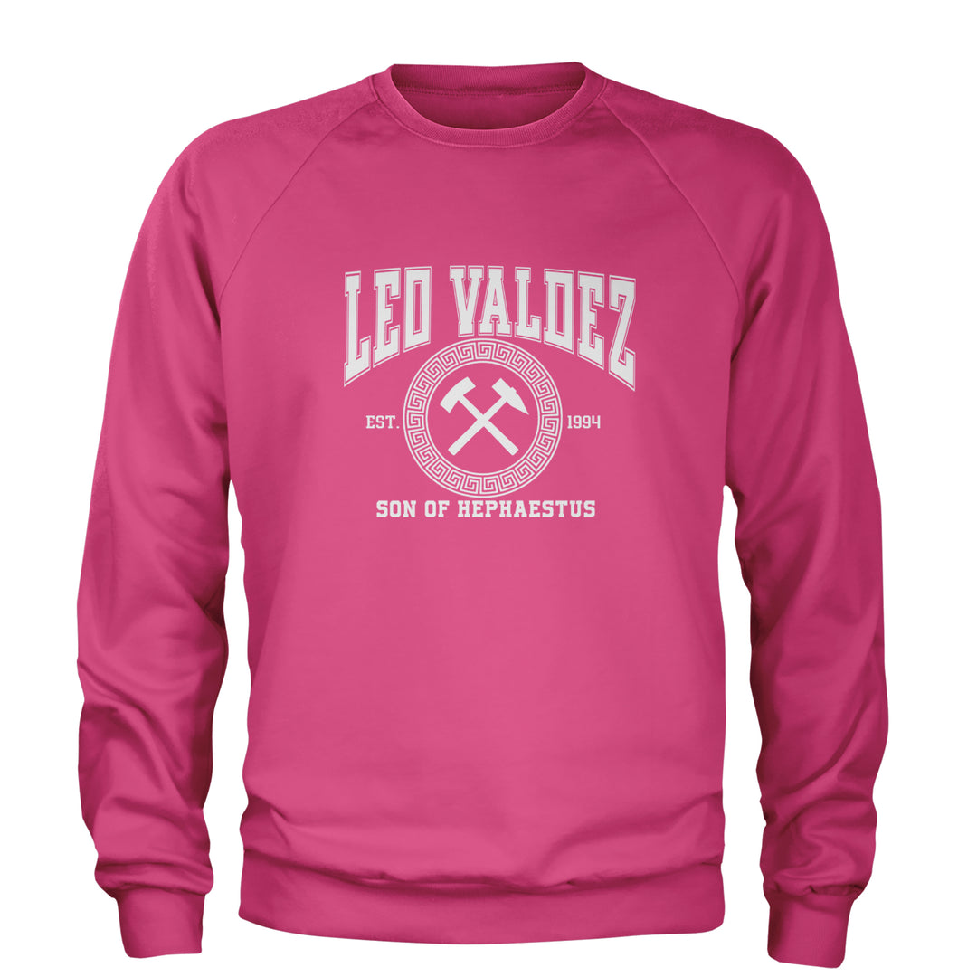 Leo Valdez Son of Hephaestus Forge Master Adult Crewneck Sweatshirt Hot Pink