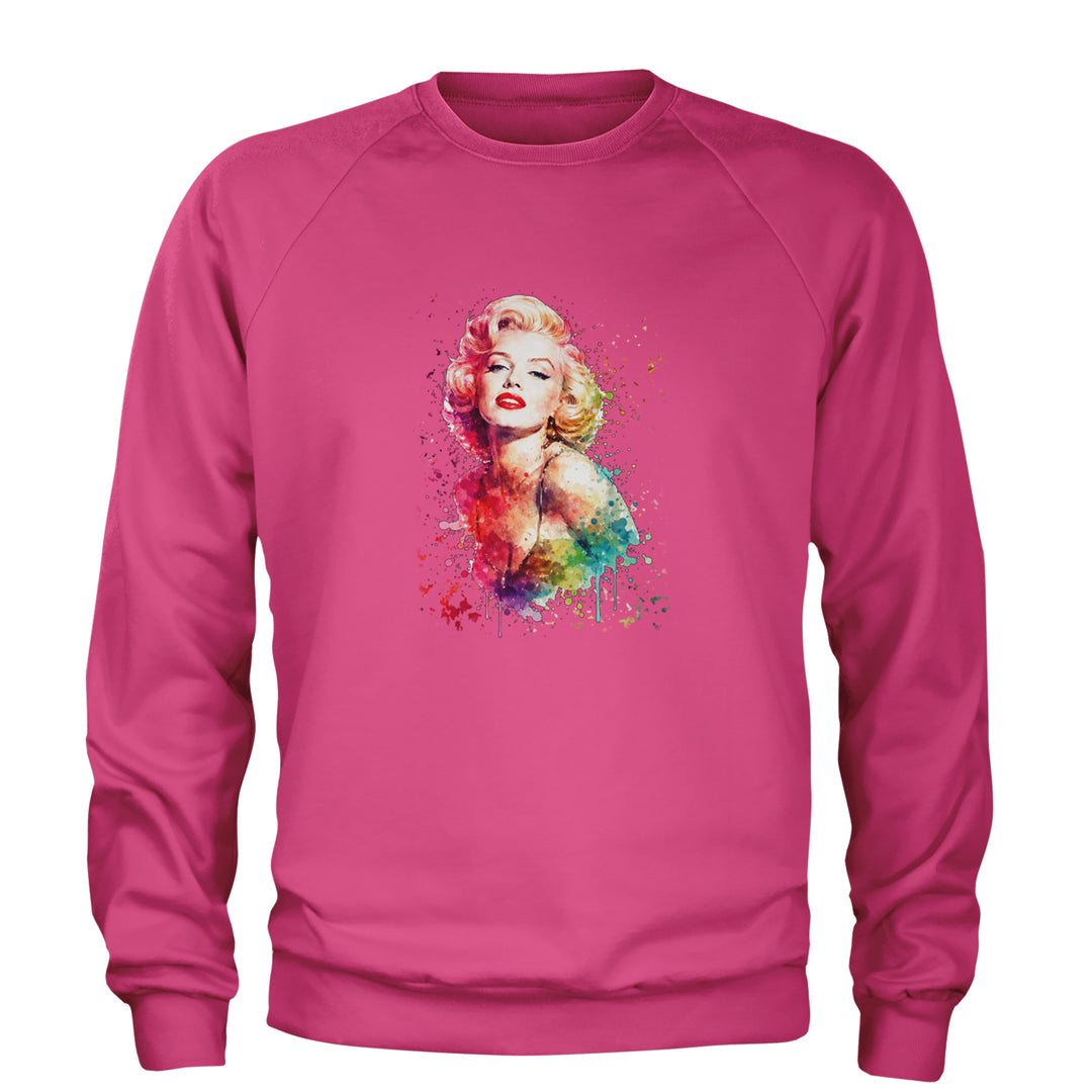 Mrs. Monroe Watercolors Bombshell Adult Crewneck Sweatshirt Hot Pink