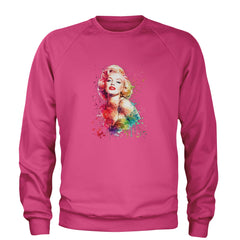Mrs. Monroe Watercolors Bombshell Adult Crewneck Sweatshirt Hot Pink