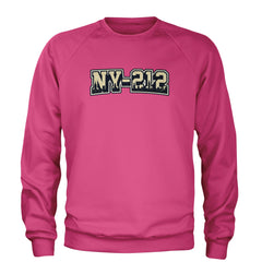 New York City 212 Area Code Skyline  Adult Crewneck Sweatshirt Hot Pink