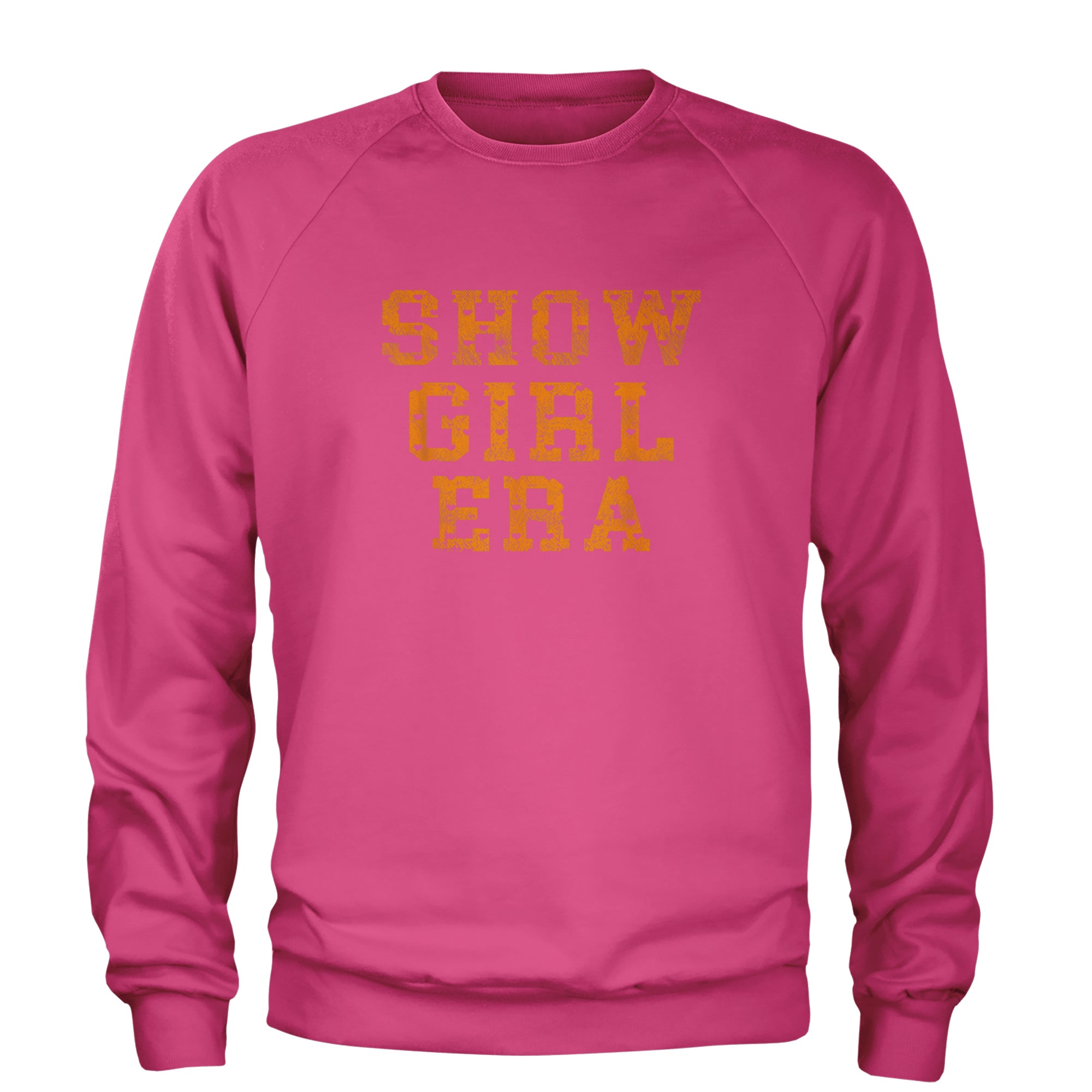 Vintage Showgirl Era Heart Adult Crewneck Sweatshirt Hot Pink