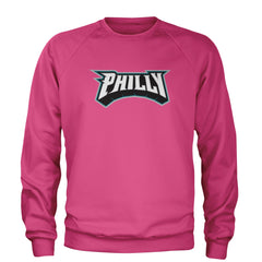 Philly Bold Block Throwback Adult Crewneck Sweatshirt Hot Pink