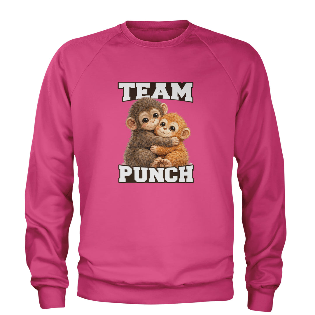 Team Punch Panchi-kun Monkey Adult Crewneck Sweatshirt Hot Pink