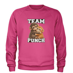 Team Punch Panchi-kun Monkey Adult Crewneck Sweatshirt Hot Pink
