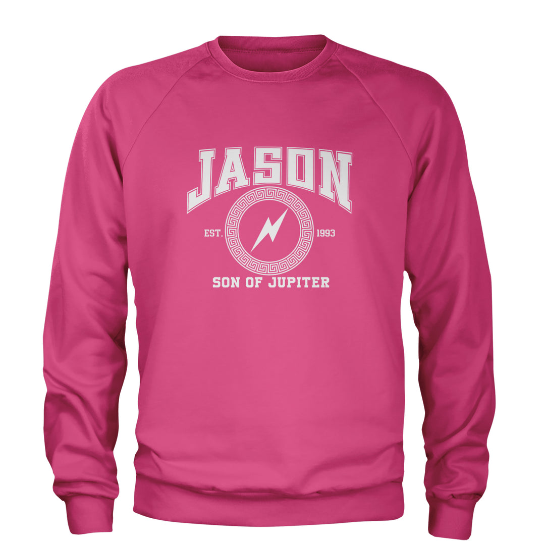 Jason Son of Jupiter Storm Bringer Adult Crewneck Sweatshirt Hot Pink